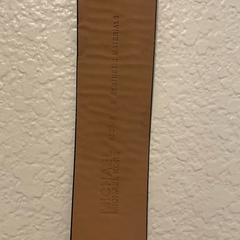 Michael Kors Patterned Belt with Gold Logo Buckle - Picture 3 of 6